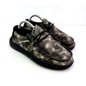 Hey Dude Wally Galaxy Youth Size 4Y Black Gray Slip On Loafer Shoes
